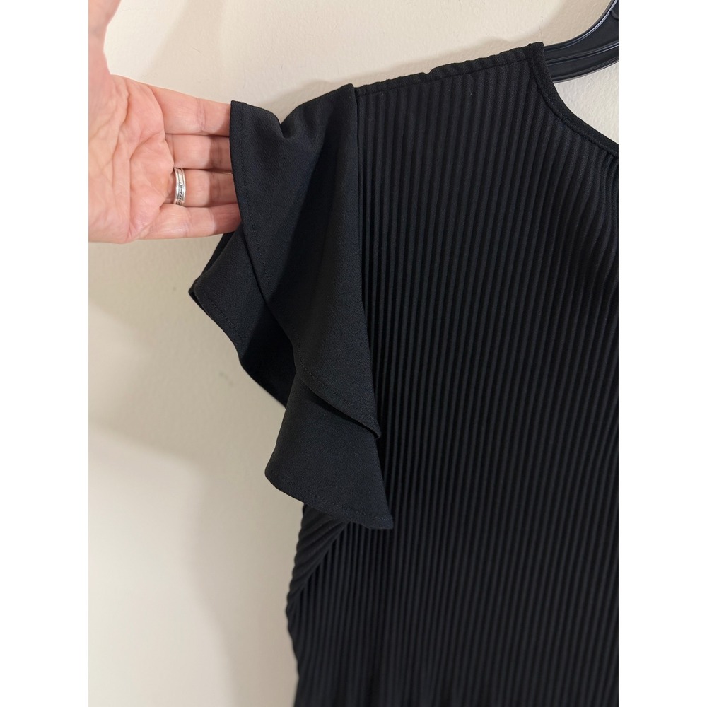 NWT Adrianna Papell Black Pleated Flutter Sleeve Blouse Top Women's M Career - Picture 10 of 10